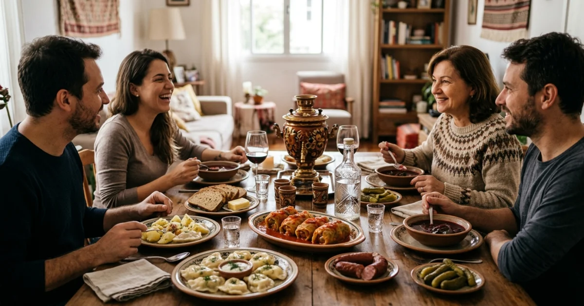 Como criar uma noite temática do Leste Europeu em casa com comida, conversa e entretenimento responsável